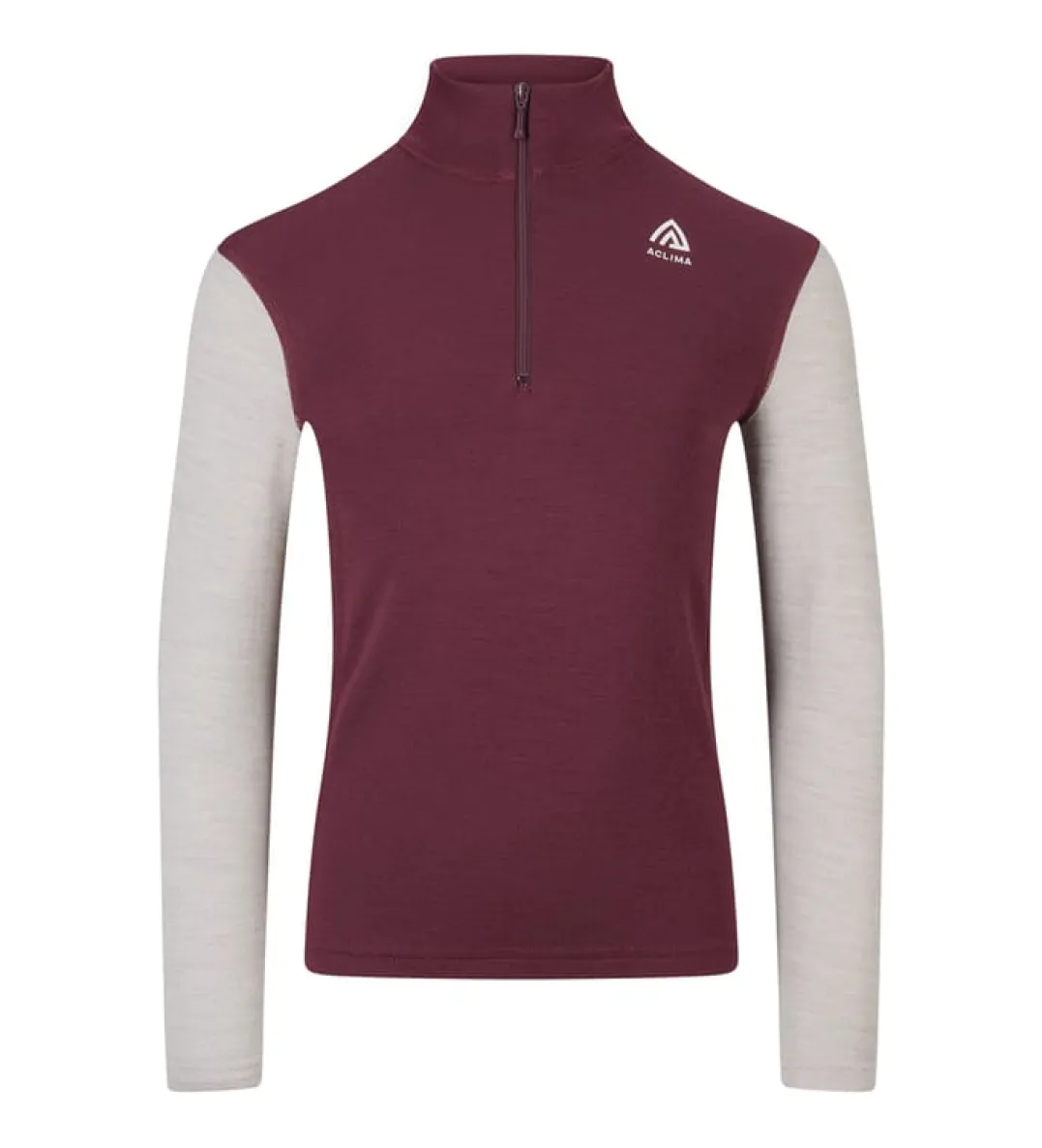 Aclima Aclima WarmWool mockneck Jr Fig/beige Melange