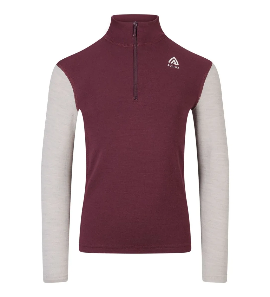 Aclima Aclima WarmWool mockneck Jr Fig/beige Melange