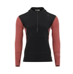 Aclima Men's WarmWool Hoodsweater with Zip Jet Black/Spiced Apple