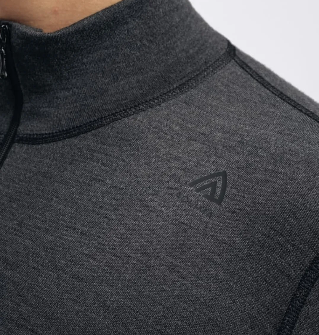 Aclima WarmWool Mock Neck with Zip Man Marengo/Jet Black