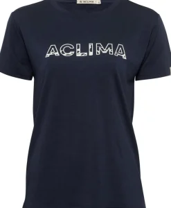 Aclima Women's LightWool 140 Classic Tee Logo Navy Blazer