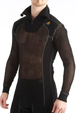 Aclima Woolnet Polo With Zip Men's Jet Black