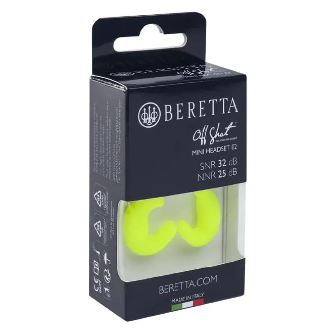 Beretta Mini Headset Hørselvern E2 Yellow Fluo