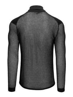 Brynje Unisex Super Thermo Zip Polo Shirt with Shoulder Inlay Black