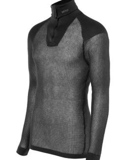 Brynje Unisex Wool Thermo Zip Polo With Inlay Black