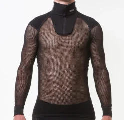 Brynje Unisex Wool Thermo Zip Polo With Inlay Black