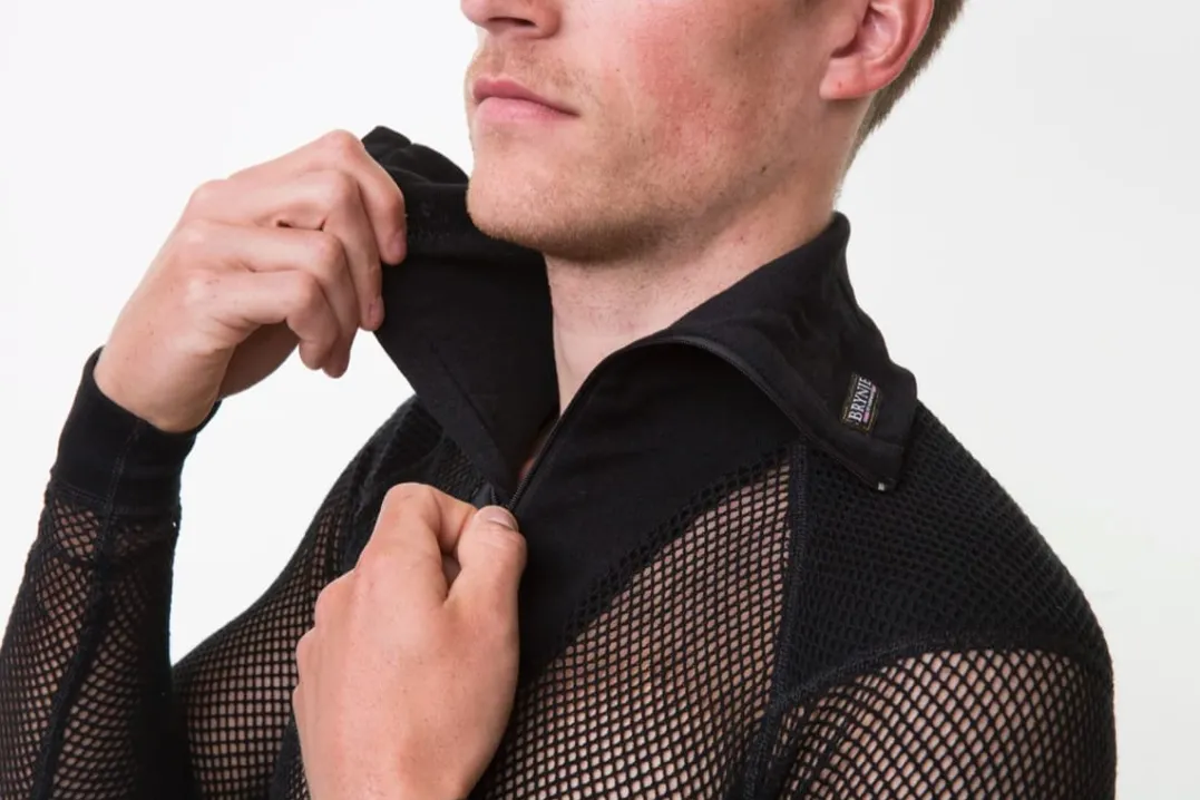 Brynje Unisex Wool Thermo Zip Polo With Inlay Black