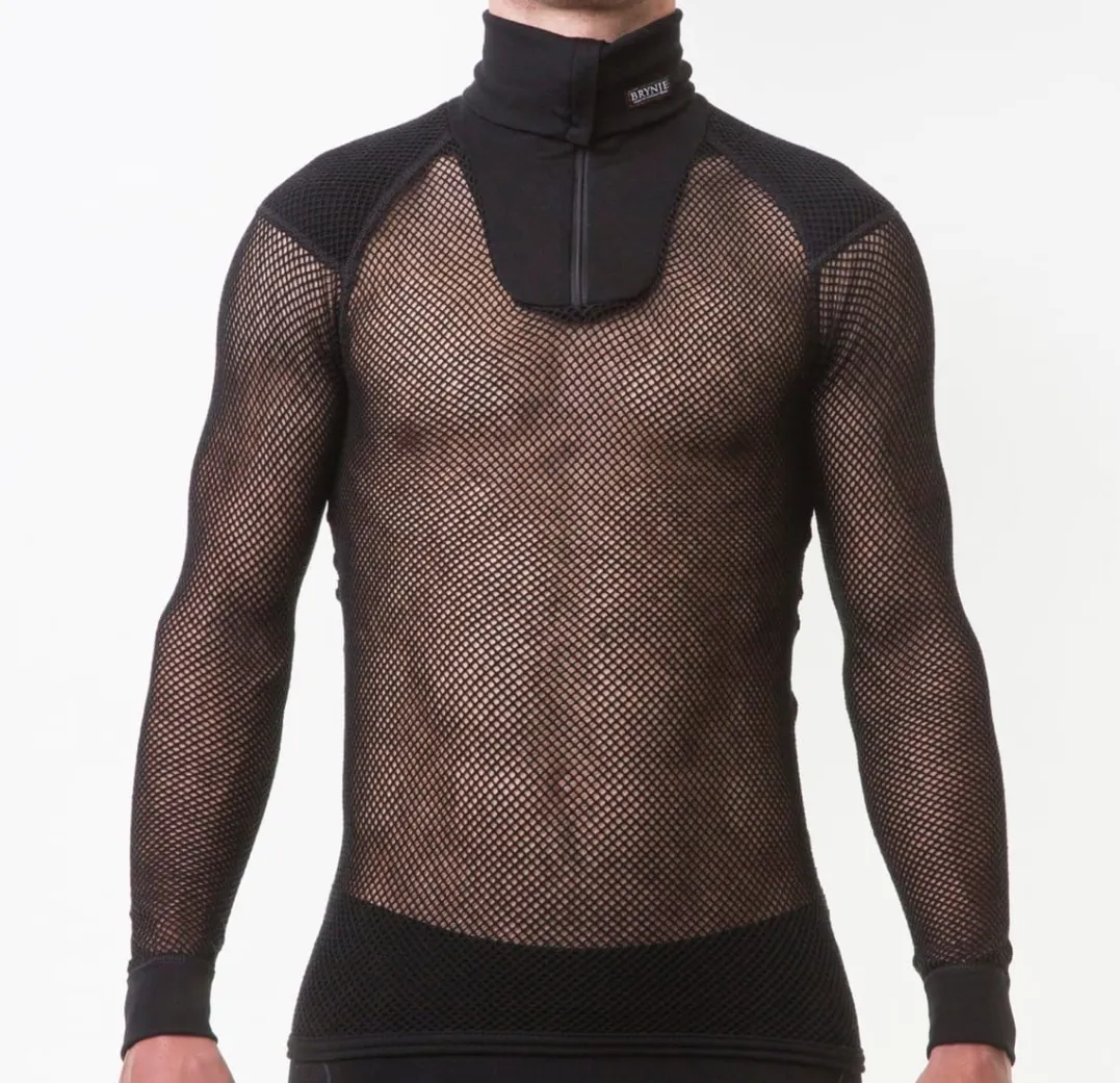 Brynje Unisex Wool Thermo Zip Polo With Inlay Black