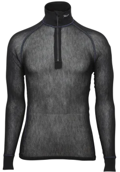 Brynje Wool Thermo Light Zip-Polo 3/4 Neck Black