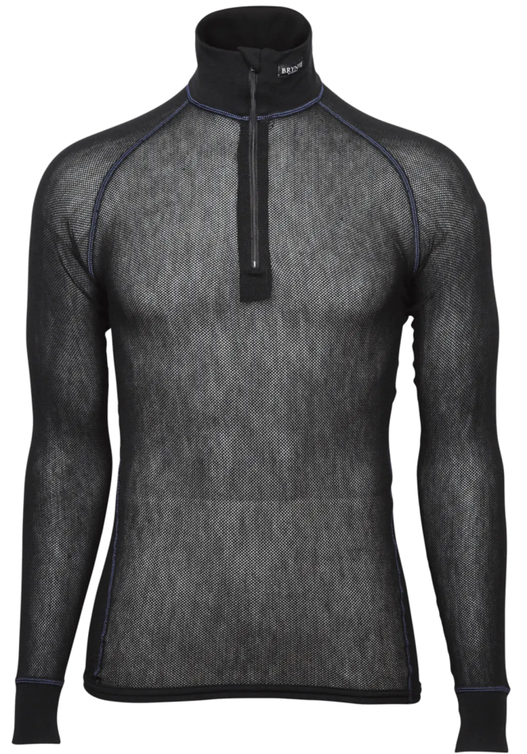Brynje Wool Thermo Light Zip-Polo 3/4 Neck Black