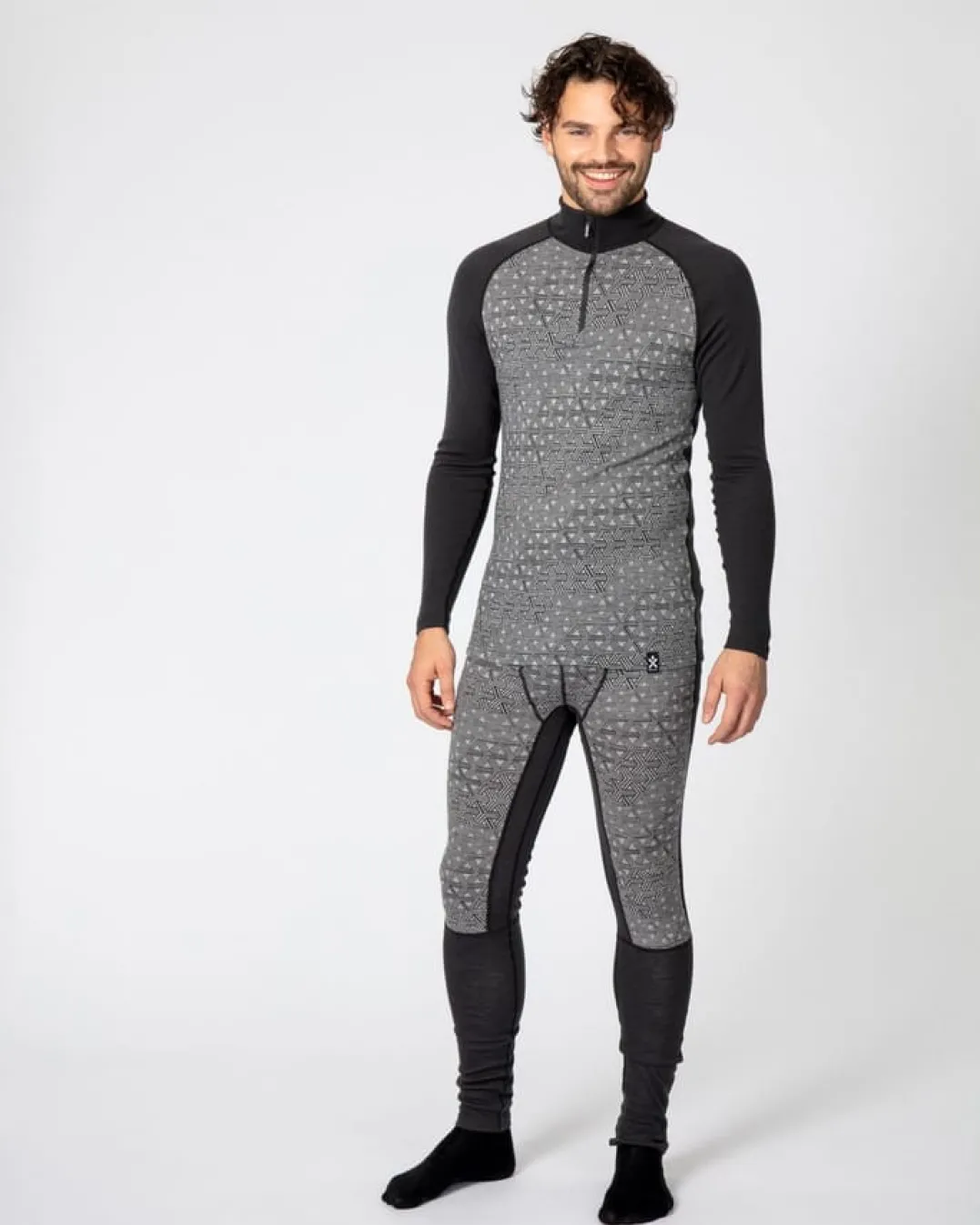 Bula Geo Merino Wool Halfzip Dgrey