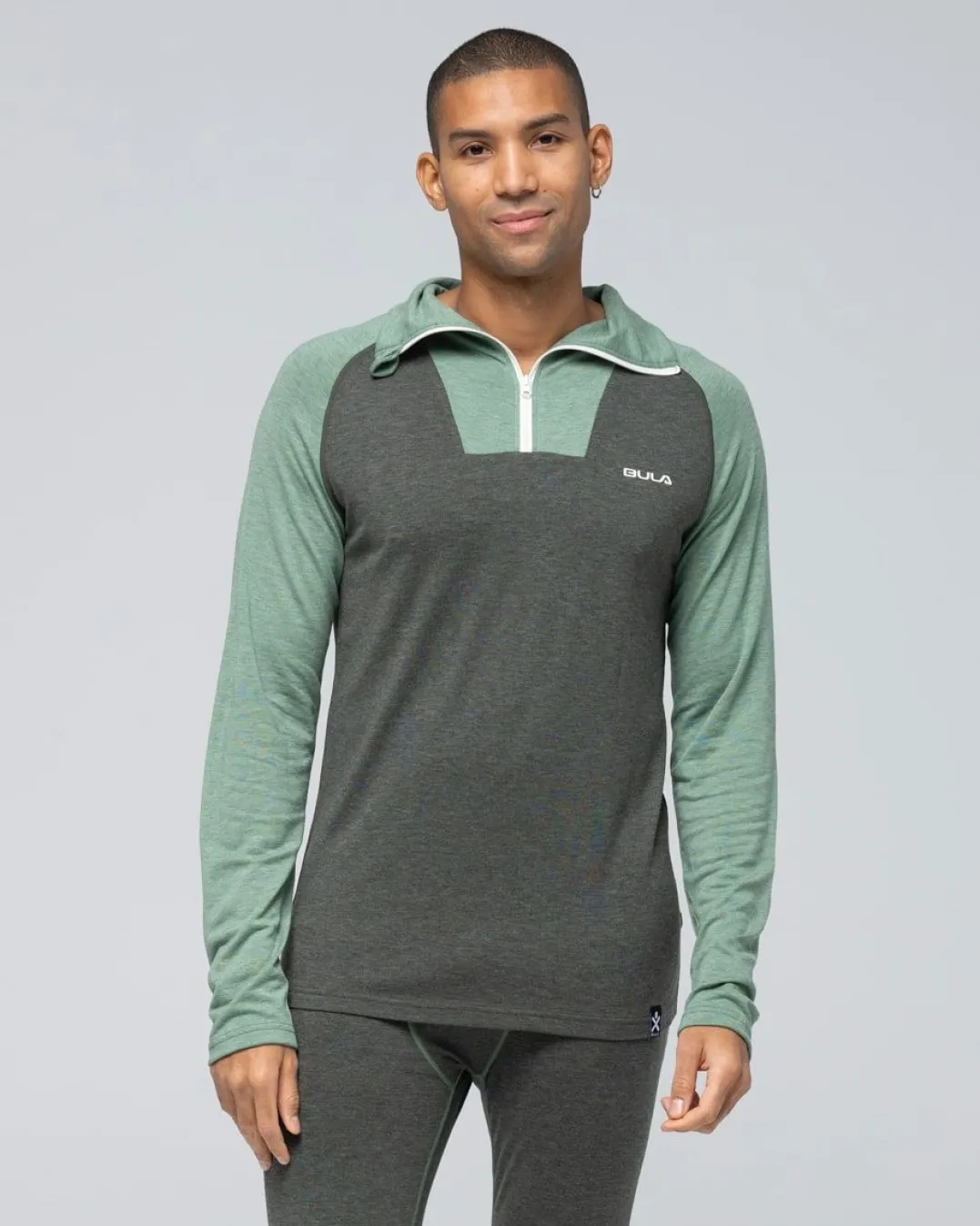 Bula Men's Retro Merino Wool Halfzip Sweater Ivy