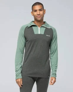 Bula Men's Retro Merino Wool Halfzip Sweater Ivy