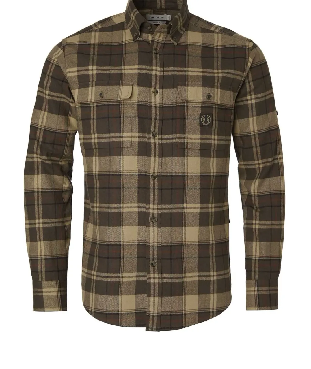 Chevalier Men's Heron Flannel Shirt Soil Brown Checked