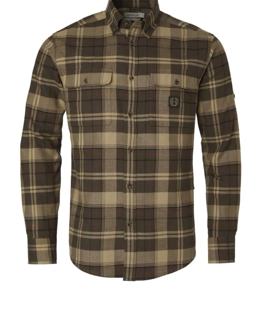 Chevalier Men's Heron Flannel Shirt Soil Brown Checked