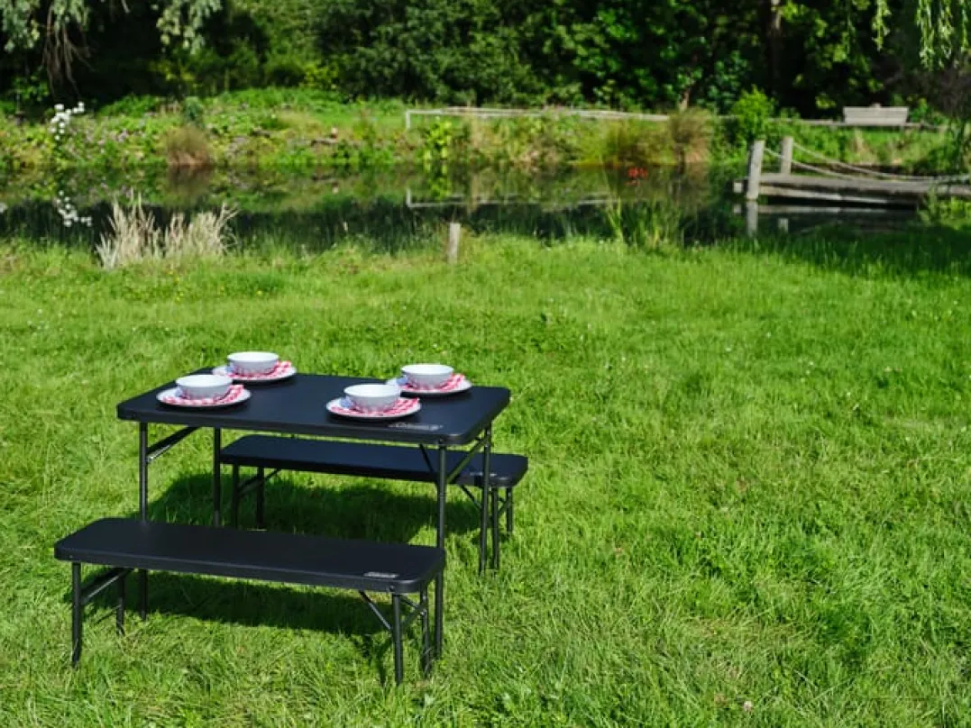 Coleman 4 P Packaway Table & Bench SetBlack