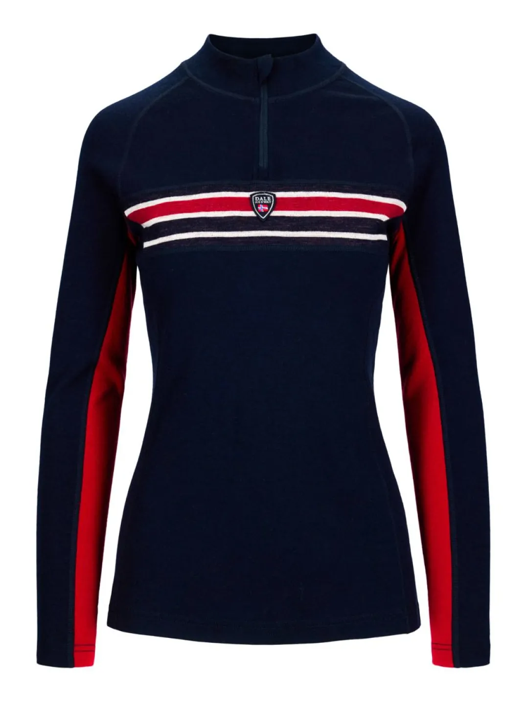Dale of Norway Aksla Feminine Baselayer Half Zip Navy Red Offwhite