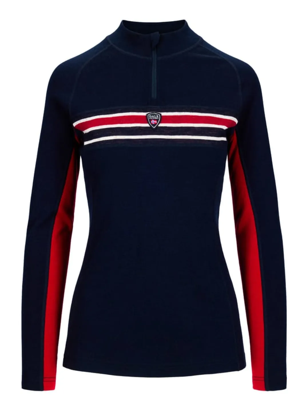Dale of Norway Aksla Feminine Baselayer Half Zip Navy Red Offwhite