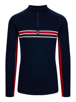 Dale of Norway Aksla Masculine Baselayer Half Zip Navy Red Offwhite