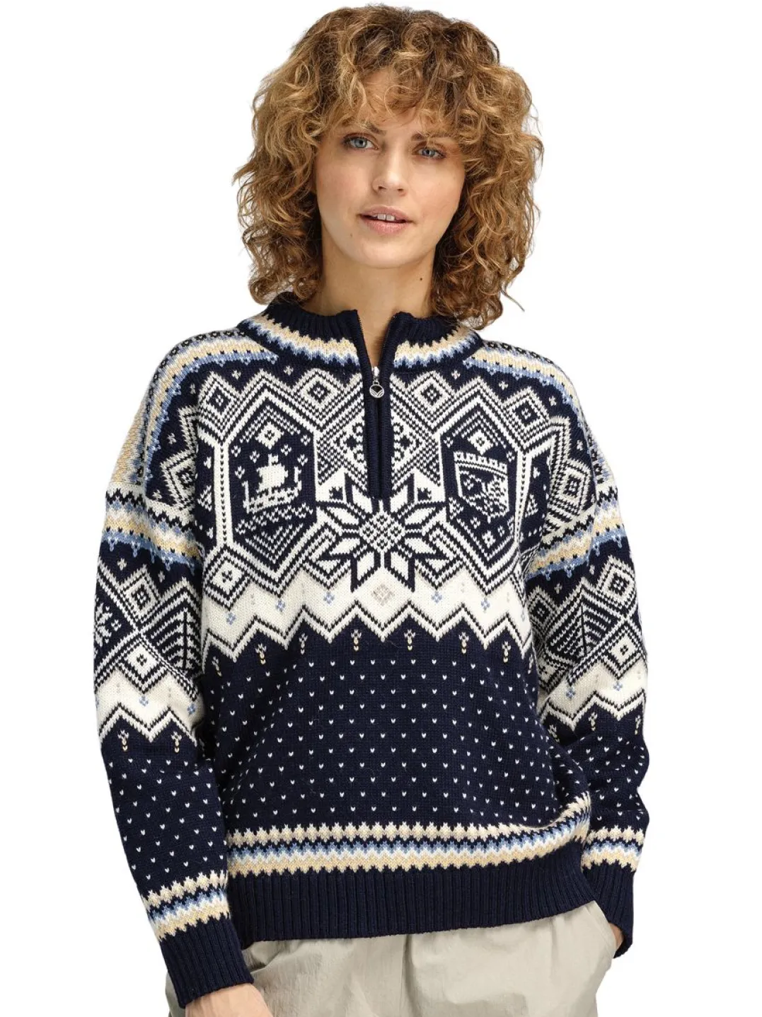 Dale of Norway Vm Trondheim Fem. Sweater Navy Offwhite Sandmel.