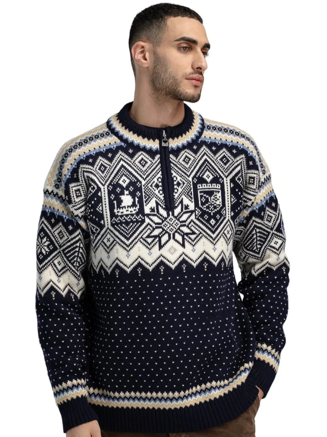 Dale of Norway Vm Trondheim Masc. Sweater Navy Offwhite Sandmel.