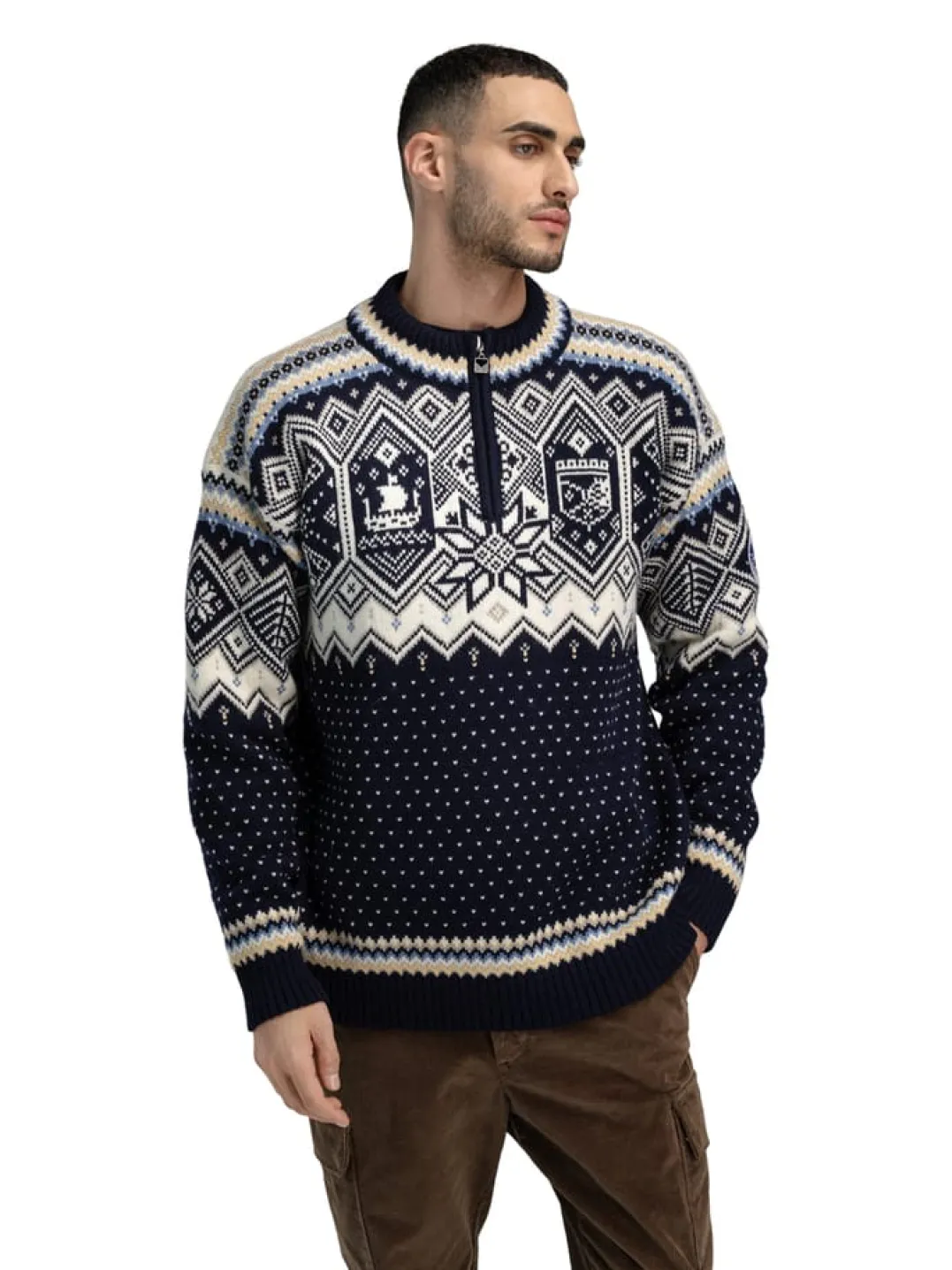 Dale of Norway Vm Trondheim Masc. Sweater Navy Offwhite Sandmel.