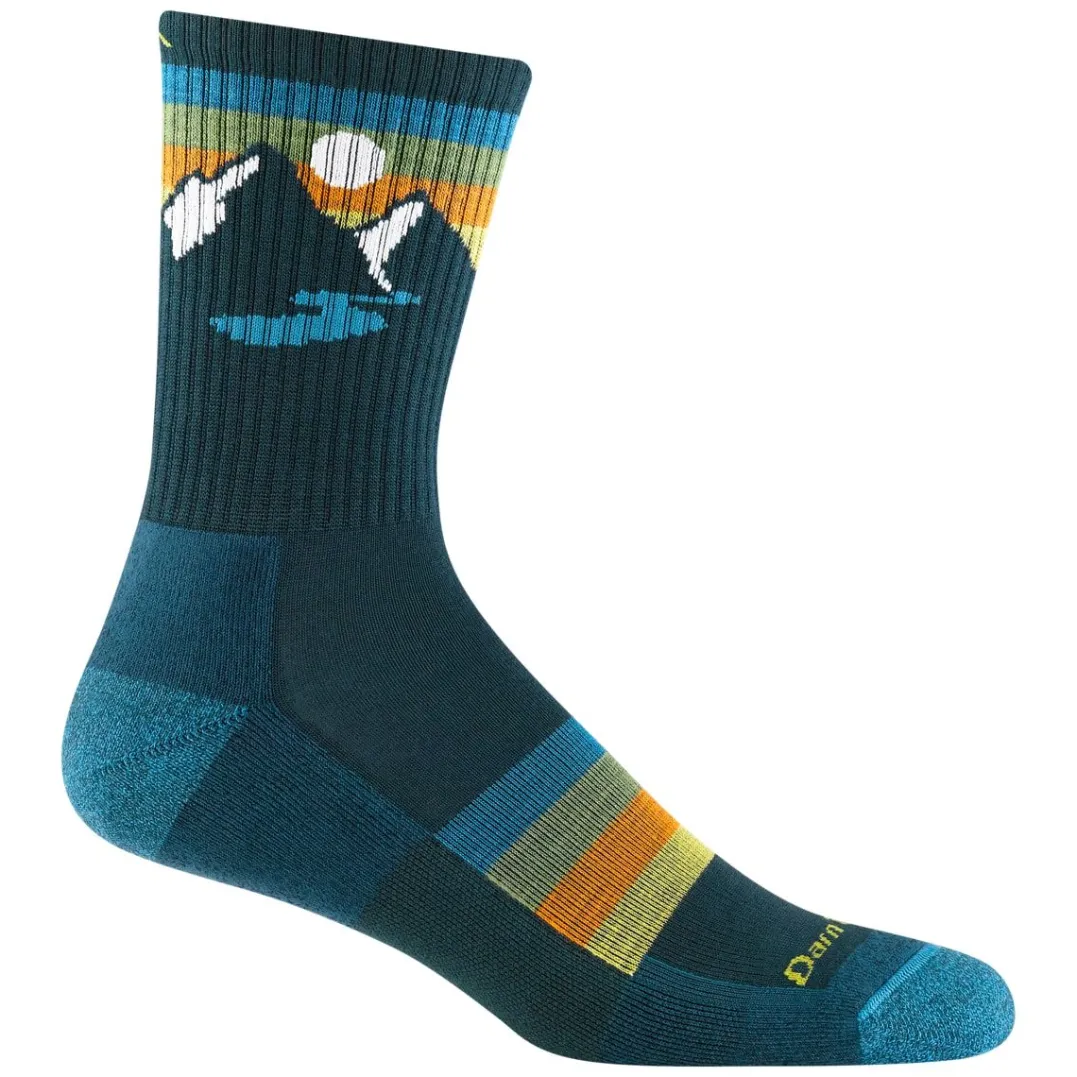 Darn Tough Sunset Ridge Micro Crew Lightweight With Cushion Lightgreen-Stormgray-Lightgray