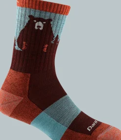 Darn Tough Women's Bear Town Micro Crew Light Cushion Burgundy