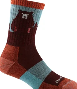 Darn Tough Women's Bear Town Micro Crew Light Cushion Burgundy