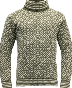 Devold Unisex Svalbard Sweater High Neck Olive/Offwhite