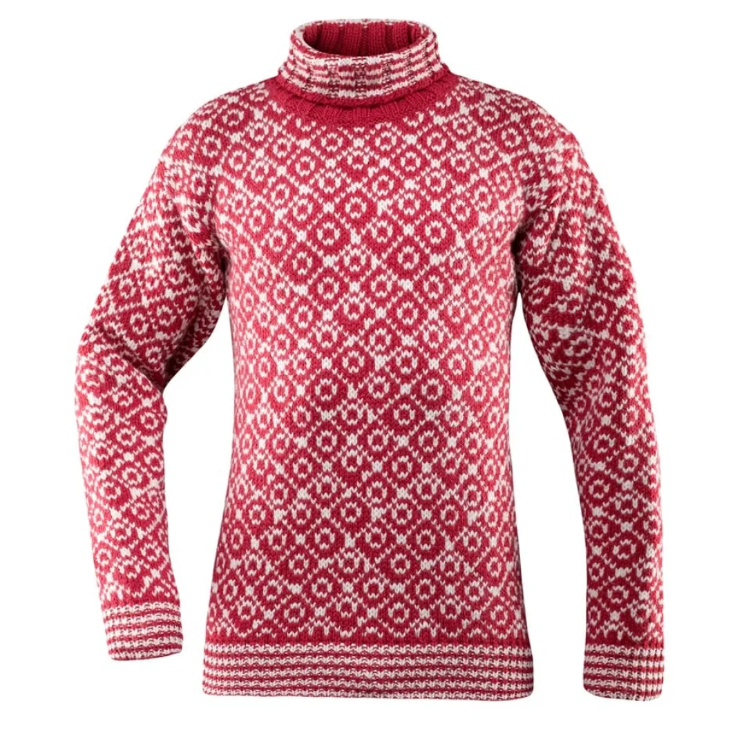 Devold Unisex Svalbard Sweater High Neck Hindberry/Offwhite