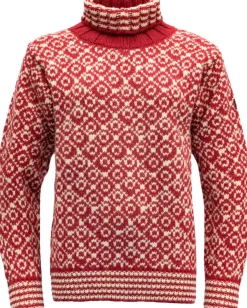 Devold Unisex Svalbard Sweater High Neck Hindberry/Offwhite