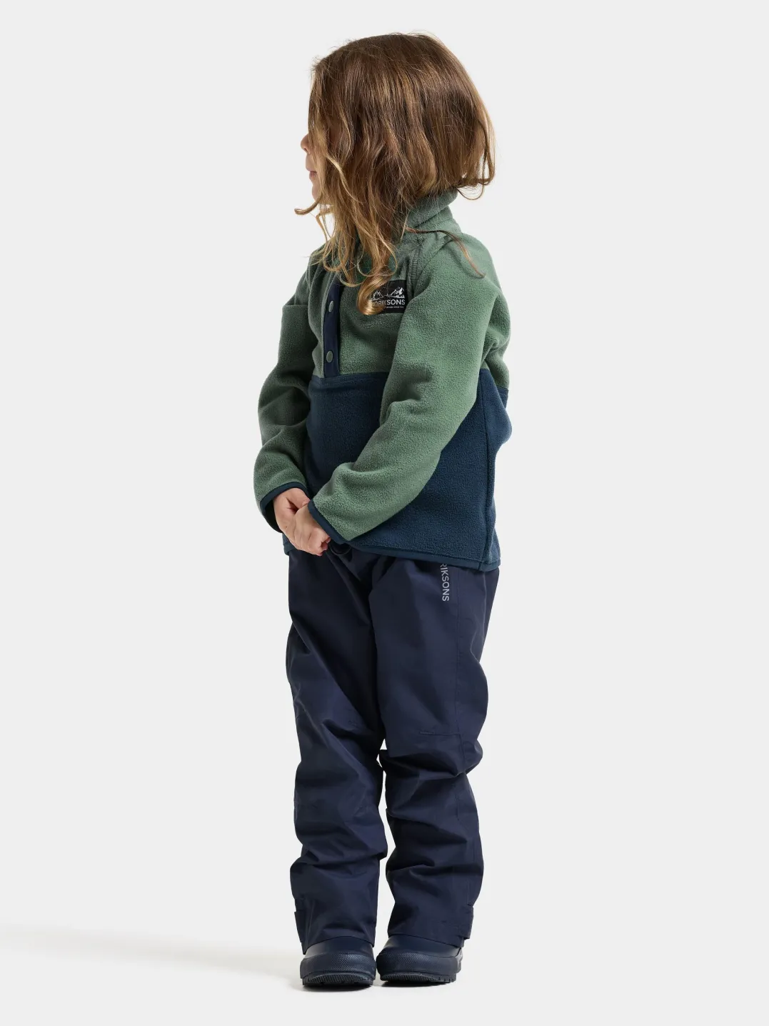 Didriksons Kids' Monte Half Button Dark Moss