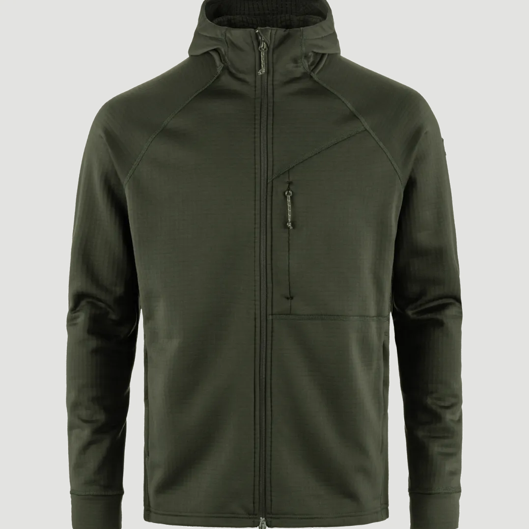 Fjällräven Men's Abisko Grid Fleece Hoodie Deep Forest