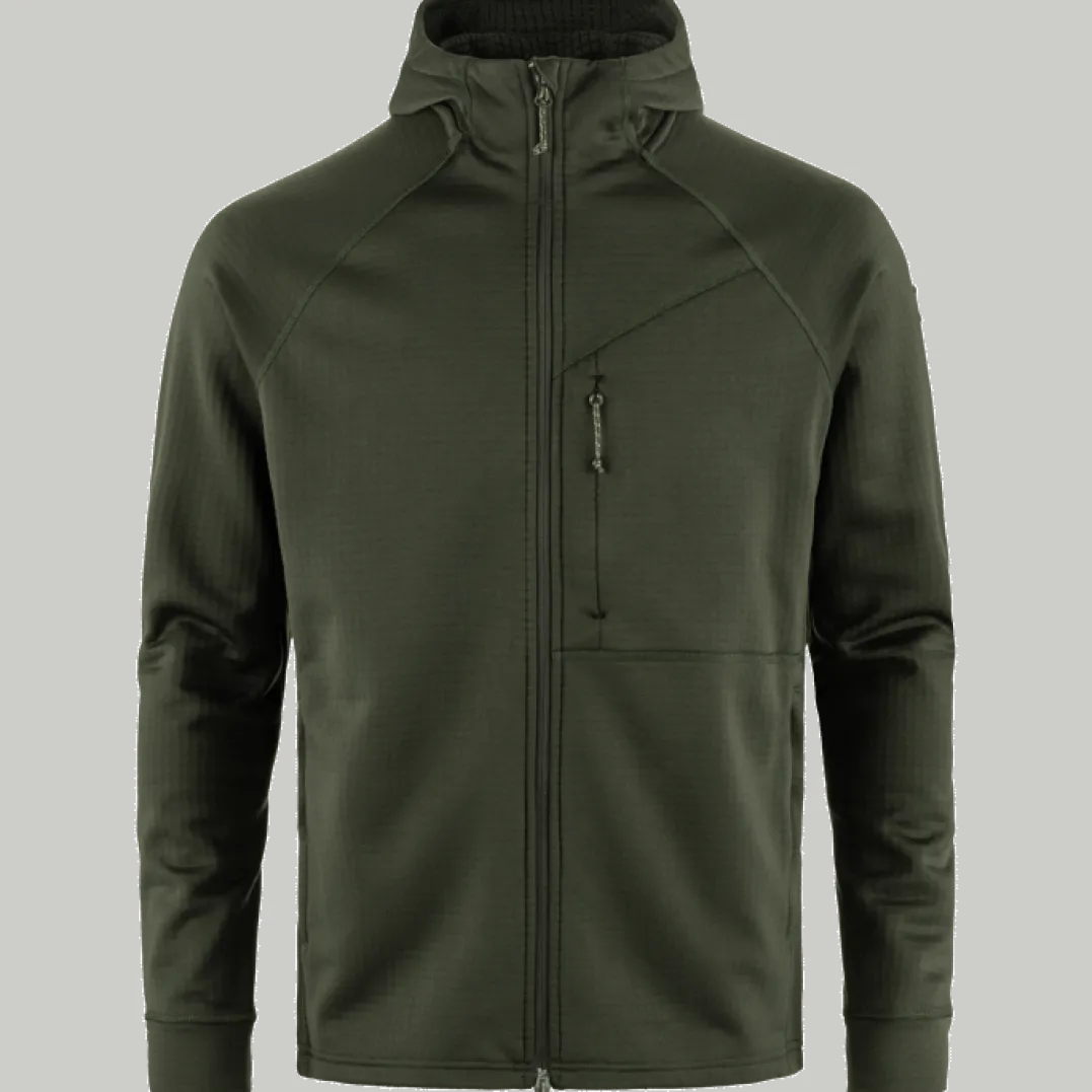 Fjällräven Men's Abisko Grid Fleece Hoodie Deep Forest