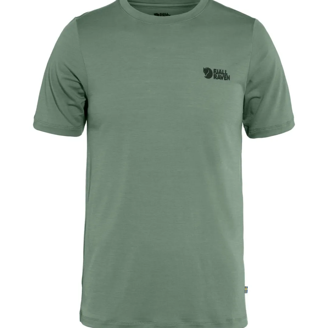 Fjällräven Men's Abisko Wool Logo Short Sleeve Patina Green