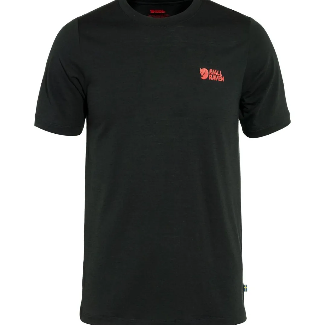 Fjällräven Men's Abisko Wool Logo Short Sleeve Black
