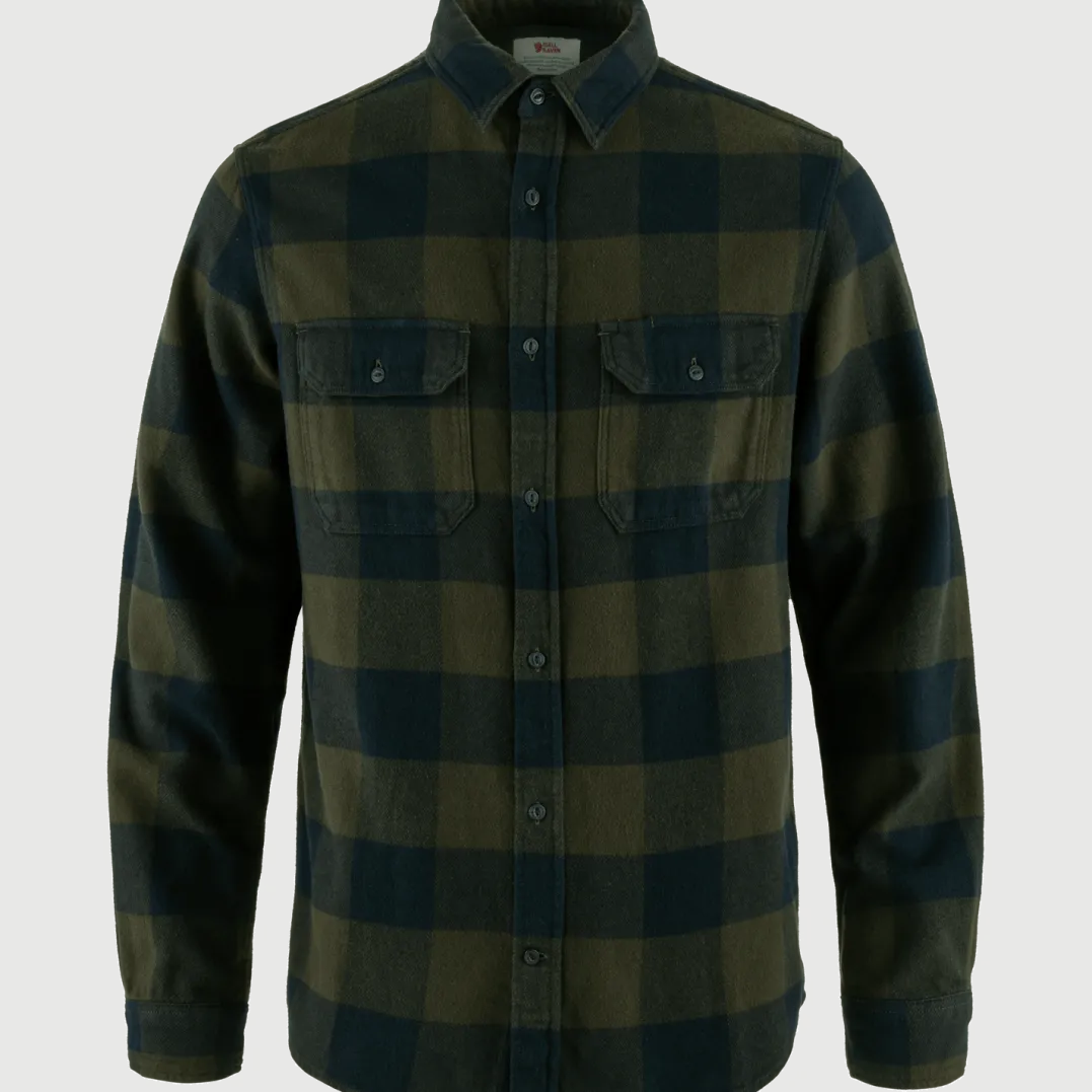 Fjällräven Men's Övik Heavy Flannel Shirt Deep Forest-Dark Navy