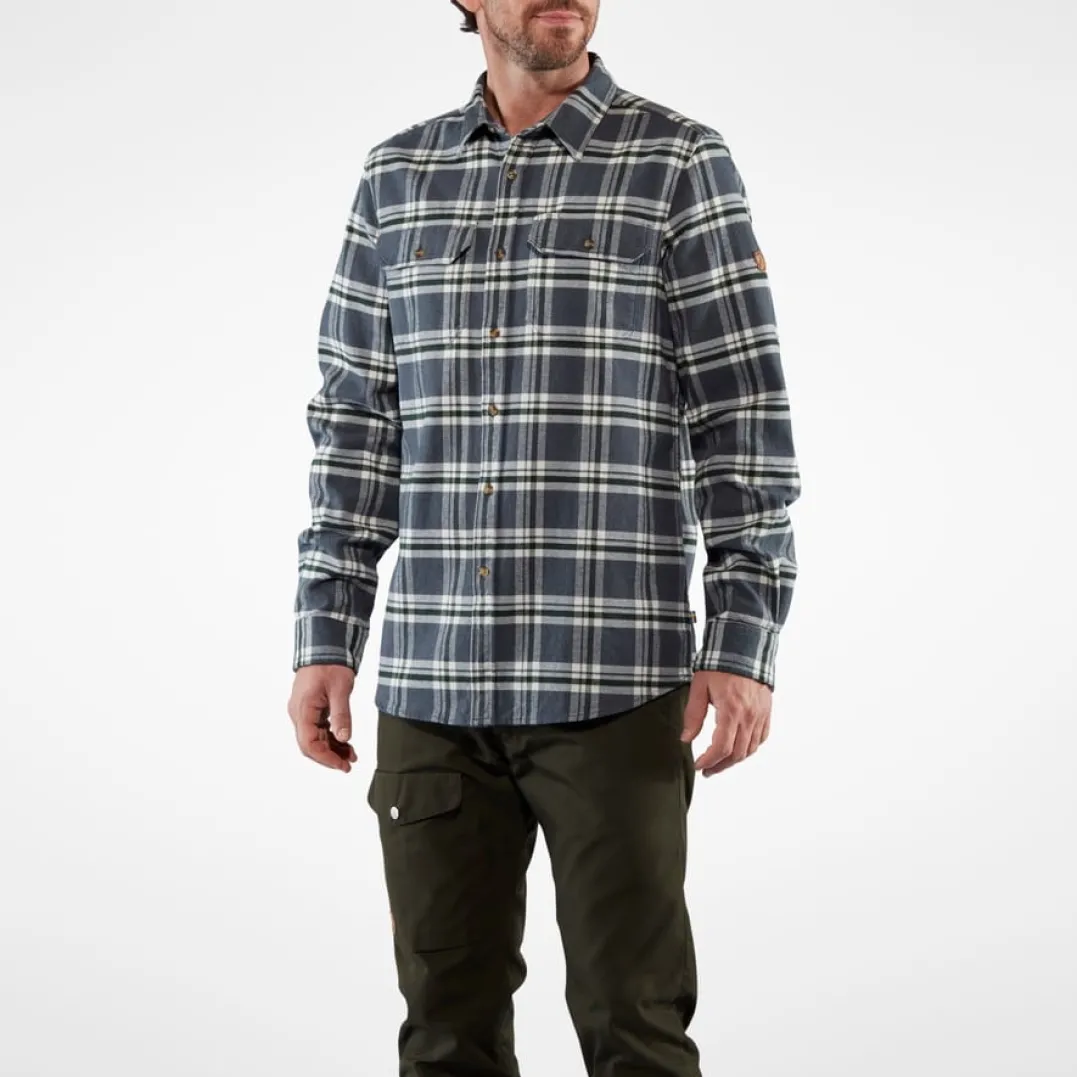 Fjällräven Men's Övik Heavy Flannel Shirt Dark Navy-Buckwheat Brown