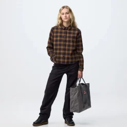 Fjällräven Övik Boxy Flannel Shirt W Black-wood Brown