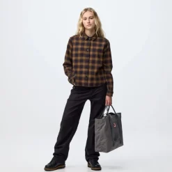 Fjällräven Övik Boxy Flannel Shirt W Black-wood Brown
