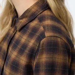 Fjällräven Övik Boxy Flannel Shirt W Black-wood Brown