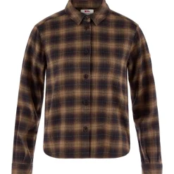 Fjällräven Övik Boxy Flannel Shirt W Black-wood Brown