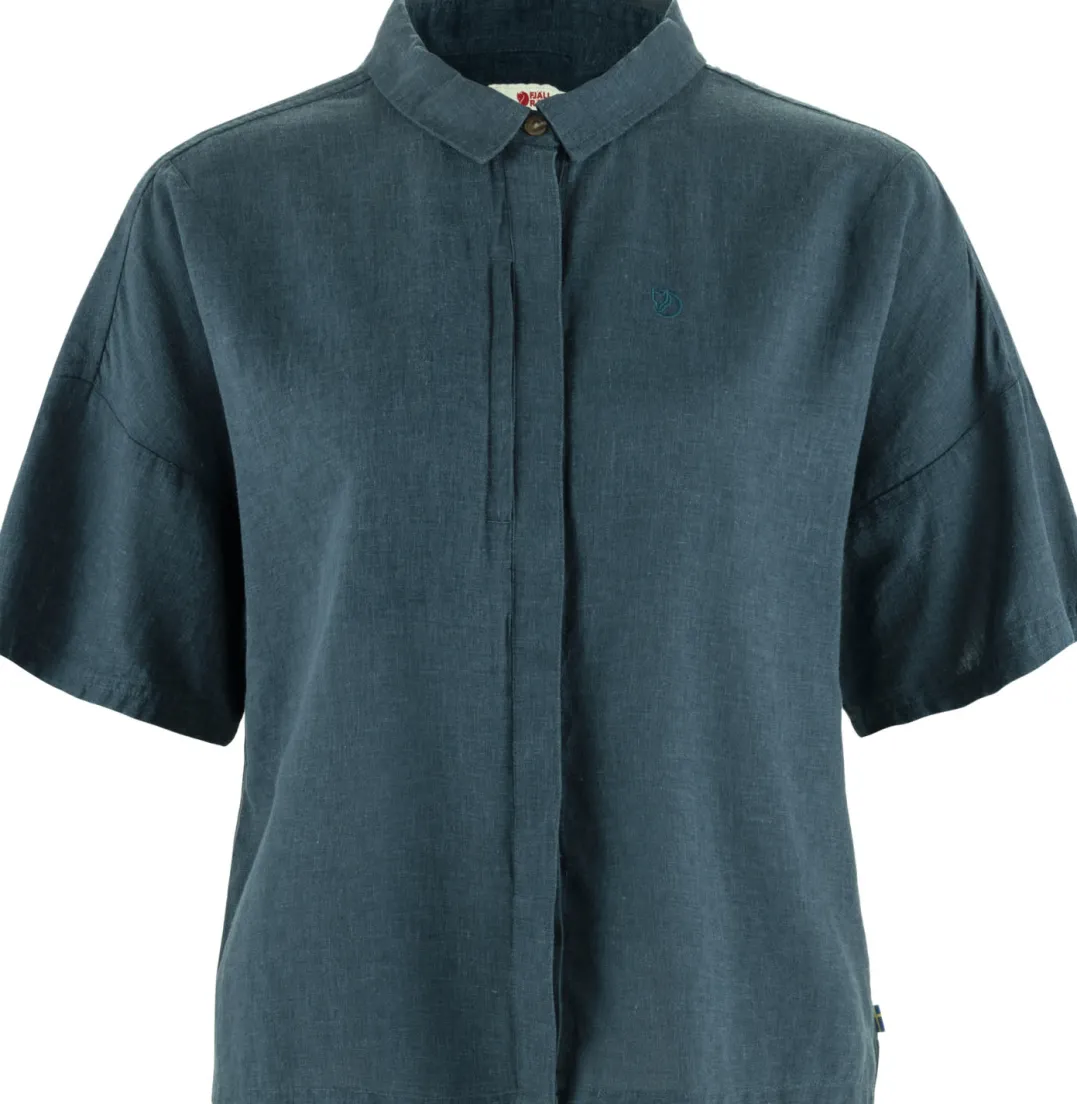 Fjällräven Övik Hemp Camp Shirt Ss W Mountain Blue