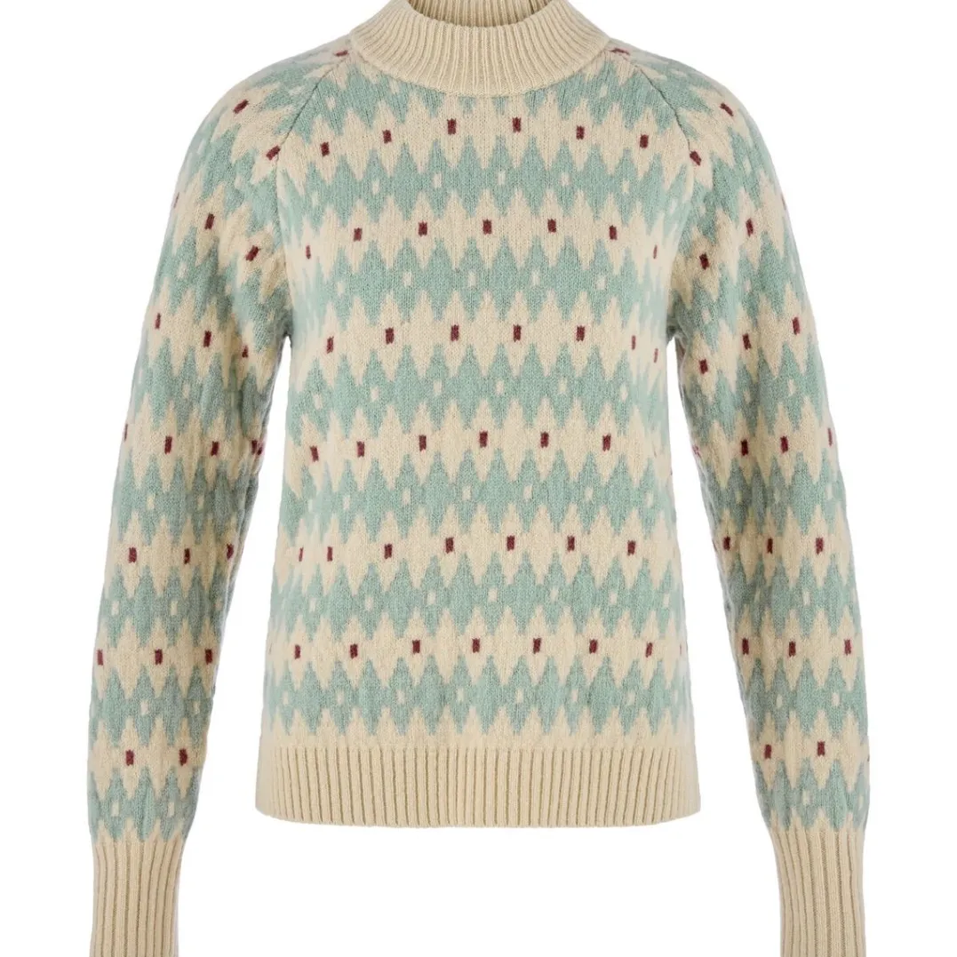 Fjällräven Övik Jacquard Knit W Light Beige-misty Green