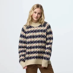 Fjällräven Övik Jacquard Knit W Light Beige-misty Green