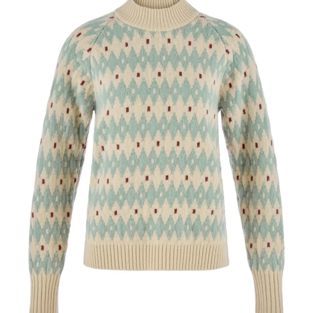 Fjällräven Övik Jacquard Knit W Light Beige-misty Green