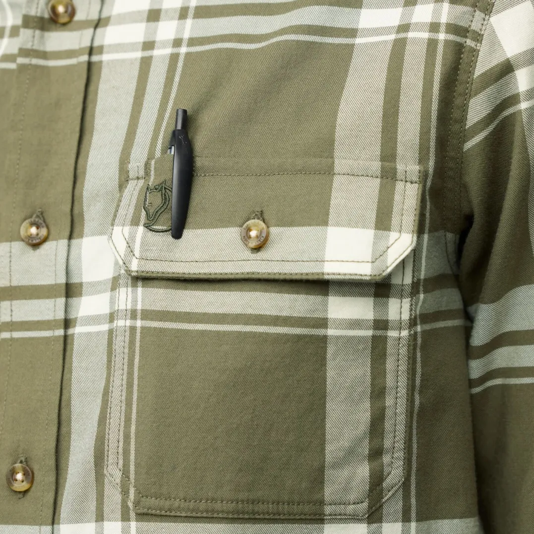Fjällräven Övik Lite Flannel Shirt M Laurel Green-chalk White