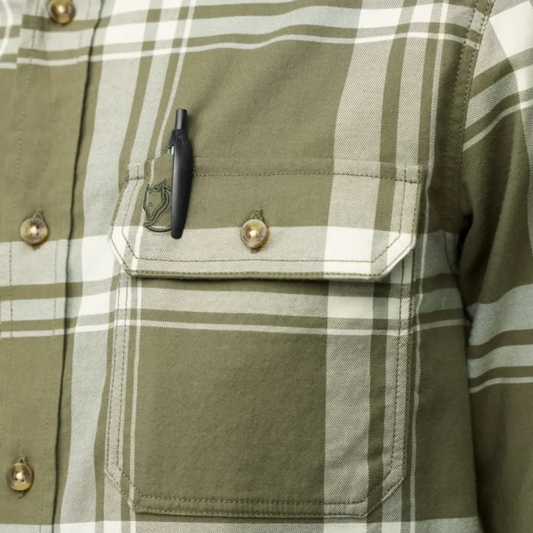 Fjällräven Övik Lite Flannel Shirt M Laurel Green-chalk White