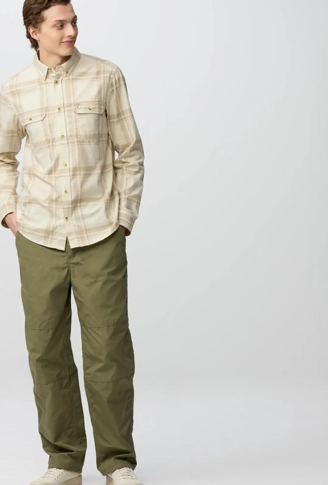 Fjällräven Övik Lite Flannel Shirt M Chalk White-fossil